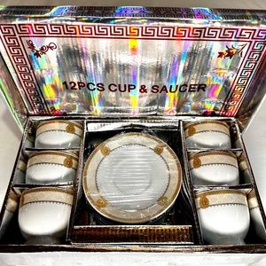 12pcs Cup and Saucer Set for Green Tea